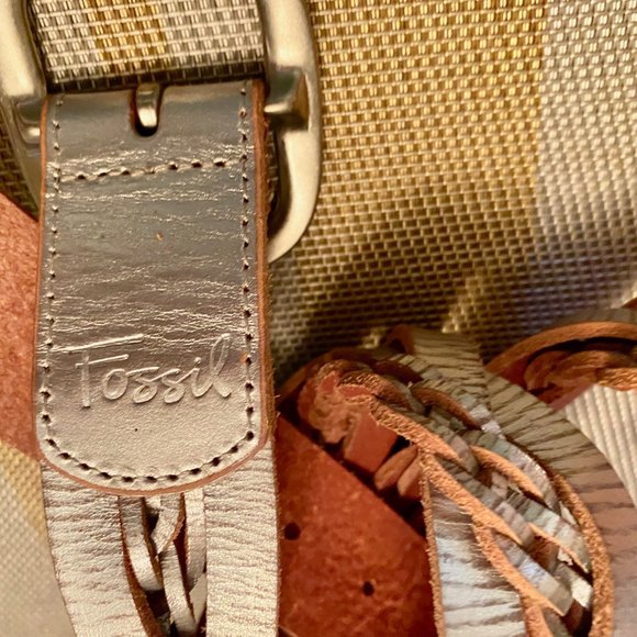 FOSSIL Metallic Bohemian Western Twisted Braided Genuine Leather Belt W… - Picture 2 of 7
